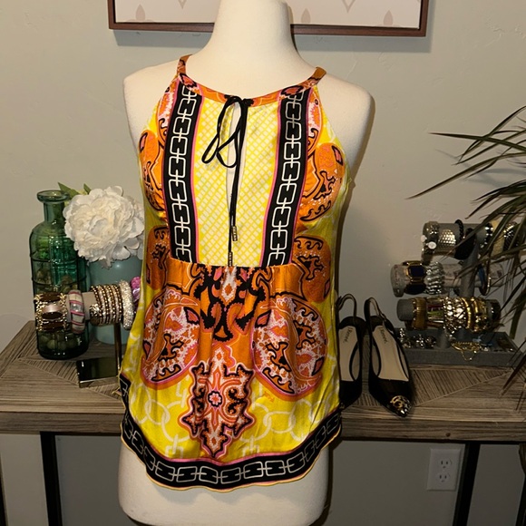 Hale Bob Tops - Hale Bob Silk Pink Orange Yellow Blouse EUC